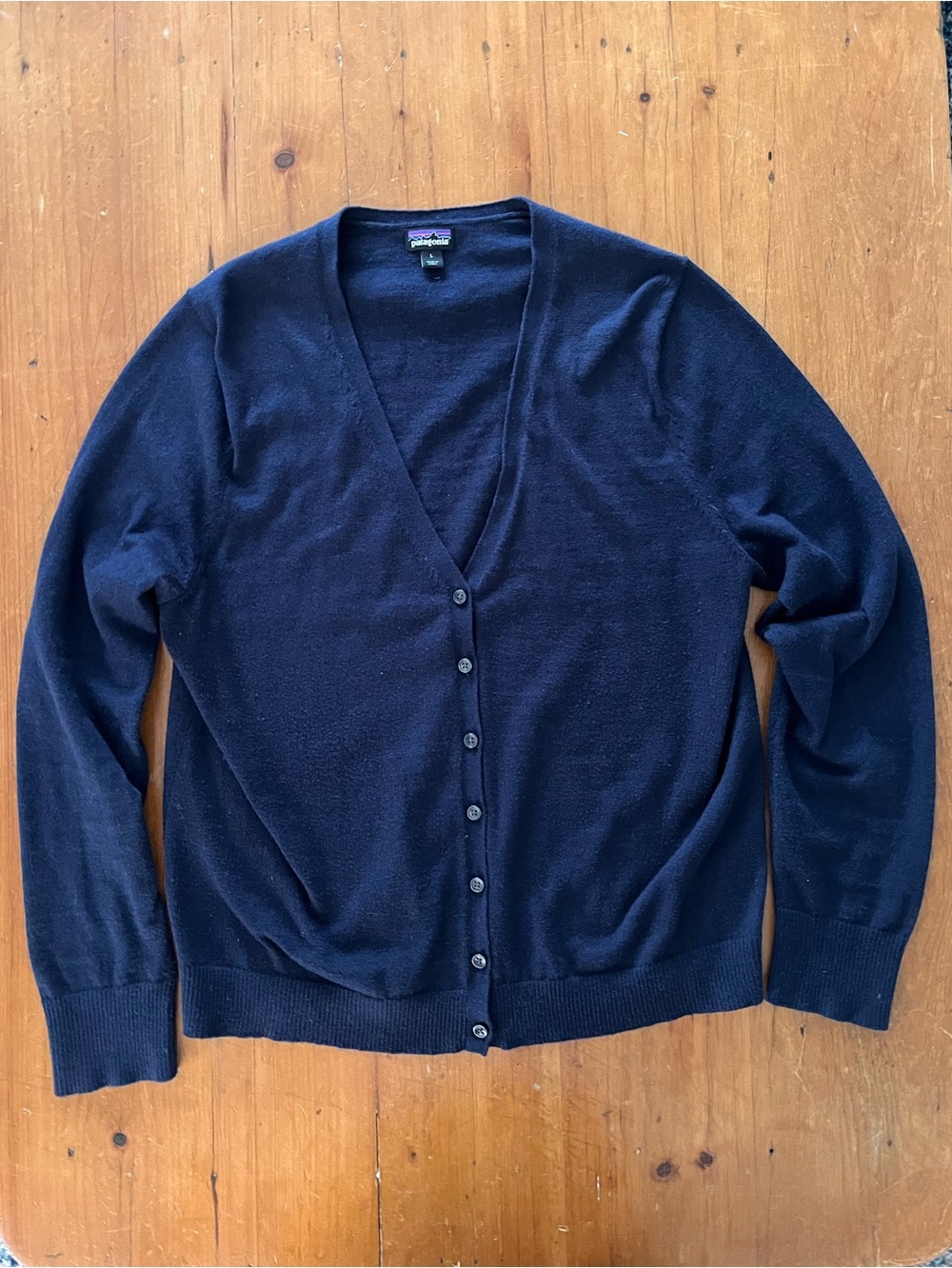 Patagonia Andri V-Neck Button Cardigan Sweater in Navy